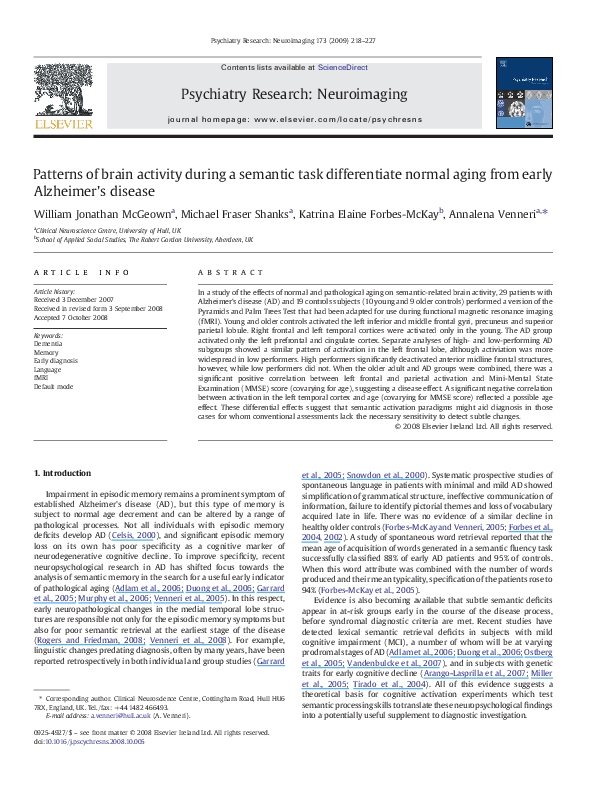 (PDF) Patterns of brain activity during a semantic task differentiate ...