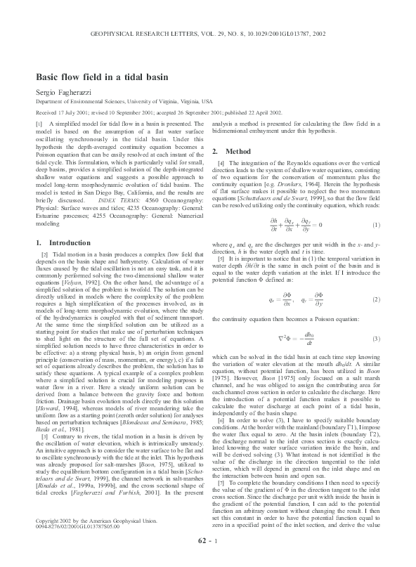 (PDF) Basic flow field in a tidal basin