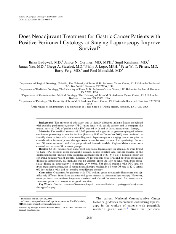 (PDF) Does Neoadjuvant Treatment for Gastric Cancer Patients with ...