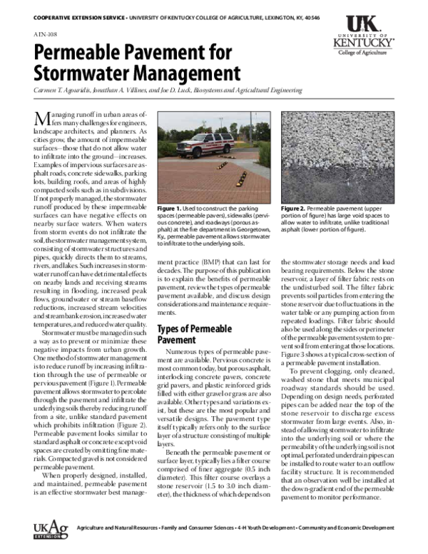 (PDF) Permeable Pavement for Stormwater Management
