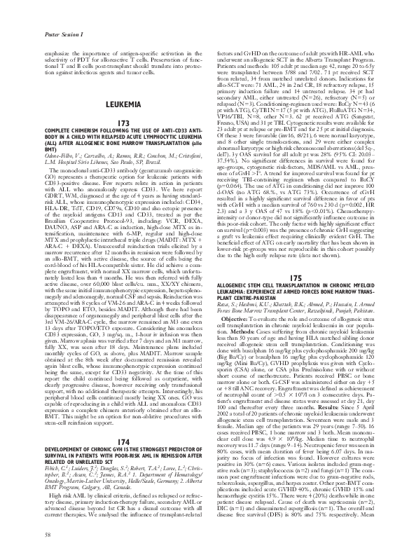 (PDF) Allogeneic stem cell transplantation in chronic myeloid leukaemia ...