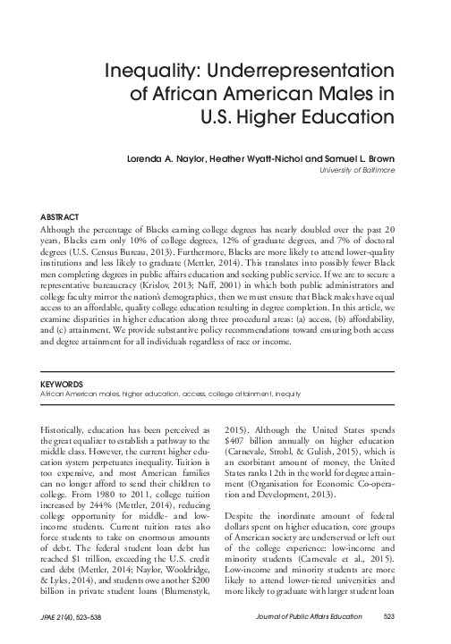 (PDF) Inequality: Underrepresentation of African American Males in U.S ...