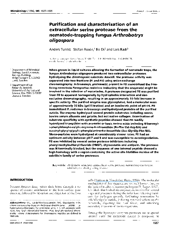 (PDF) Purification and characterization of the extracellular. alpha ...