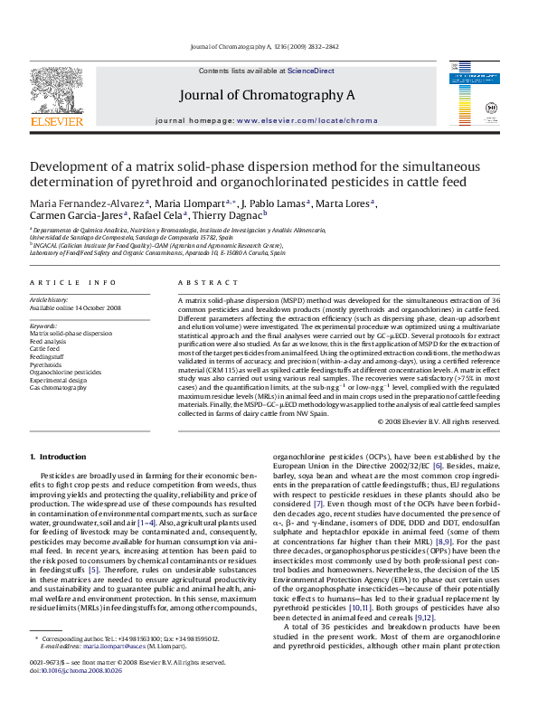 (PDF) Development of a matrix solid-phase dispersion method for the ...