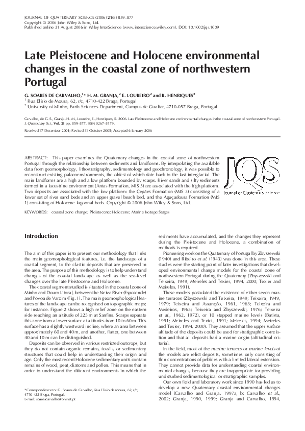 (PDF) Late Pleistocene and Holocene environmental changes in the ...