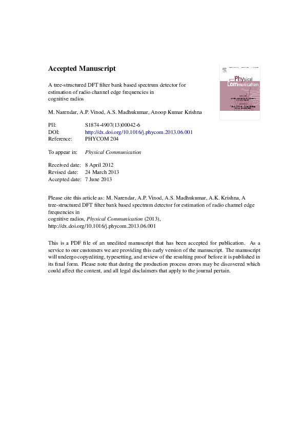 (PDF) A tree-structured DFT filter bank based spectrum sensor for ...