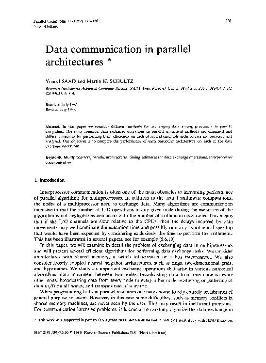 (PDF) Data communication in parallel architectures