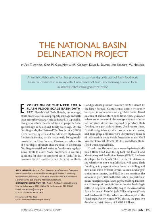 (PDF) THE NATIONAL BASIN DELINEATION PROJECT