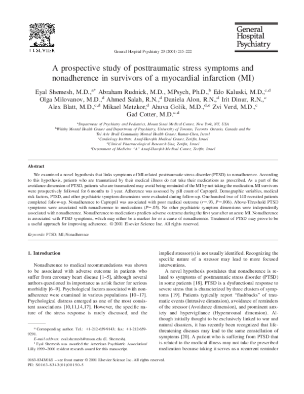 (PDF) A prospective study of posttraumatic stress symptoms and ...