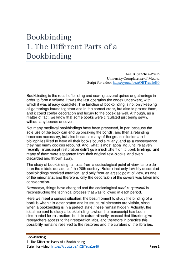 (PDF) Bookbinding 1. Different Parts of a Bookbinding Ana B Sanchez