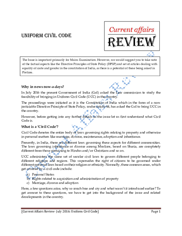 (PDF) UNIFORM CIVIL CODE pravin surjuse Academia.edu