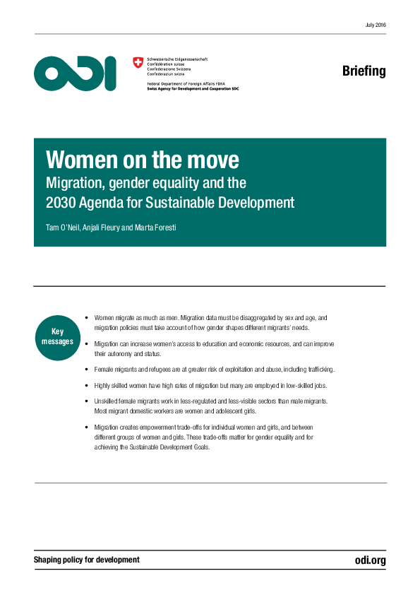 (PDF) Women on the move: migration, gender equality and the 2030 Agenda ...