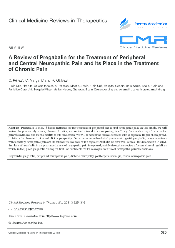 (PDF) A Review of Pregabalin for the Treatment of Peripheral and ...