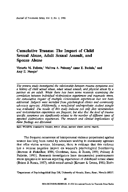 (PDF) Cumulative trauma: The impact of child sexual abuse, adult sexual ...