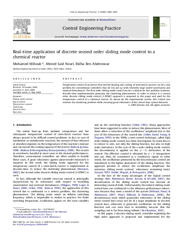 (PDF) A real time application of discrete second order sliding mode ...