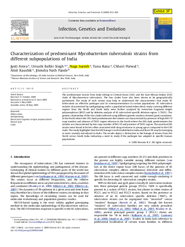 (PDF) Characterization of predominant Mycobacterium tuberculosis ...
