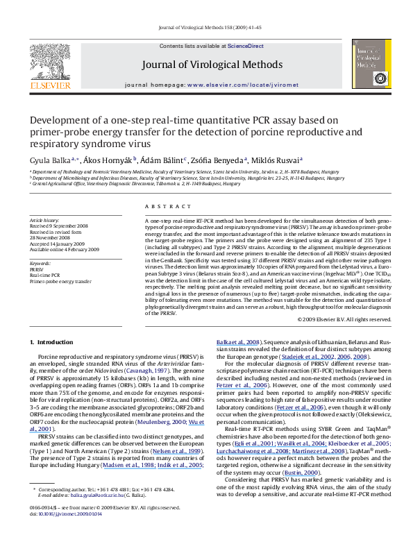 (PDF) Development of a one-step real-time quantitative PCR assay based ...