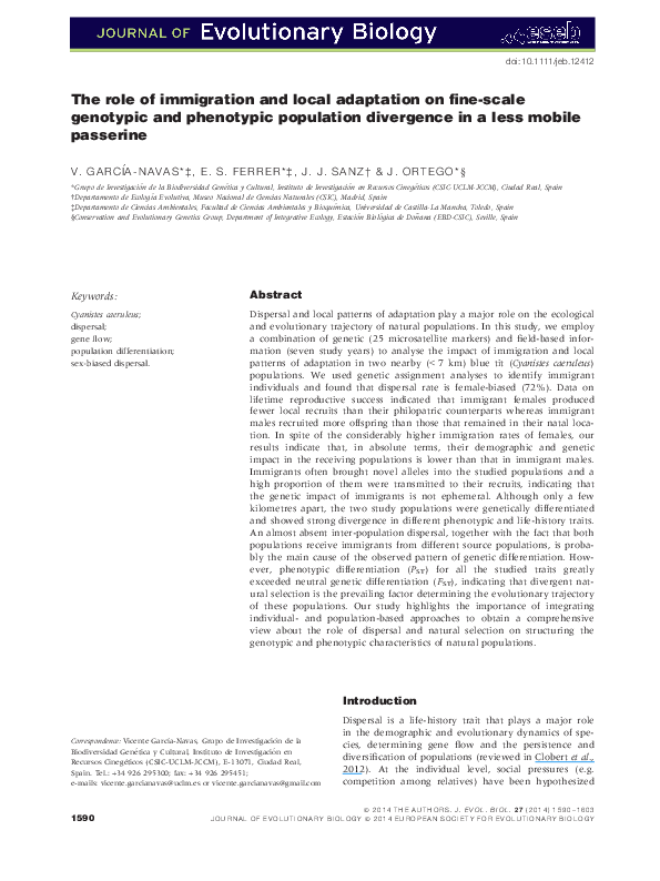 (PDF) The role of immigration and local adaptation on fine-scale ...