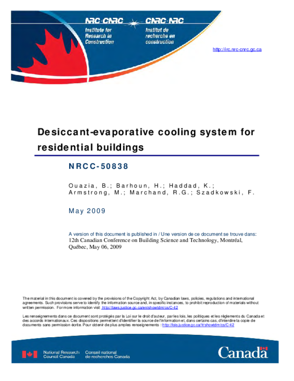 (PDF) Desiccant-evaporative cooling system for residential buildings