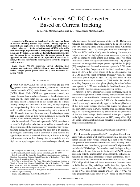 (PDF) An Interleaved AC–DC Converter Based on Current Tracking