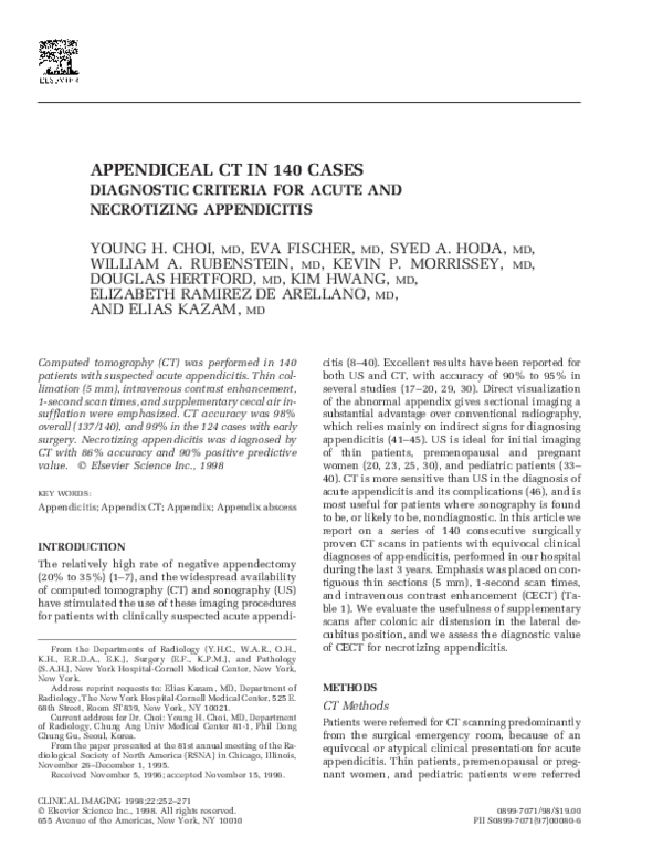 (PDF) Appendiceal CT in 140 cases diagnostic criteria for acute and ...