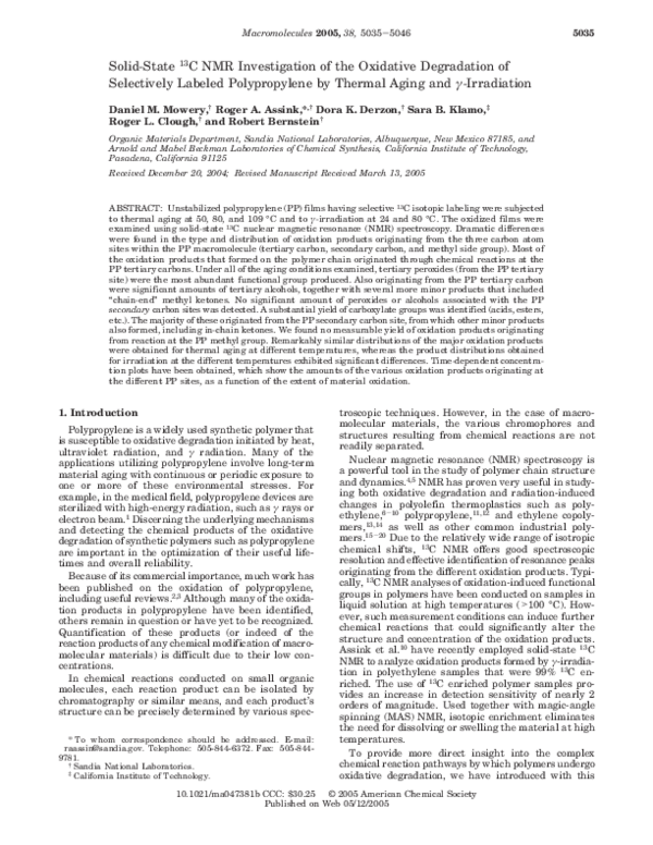 (PDF) Solid-State13C NMR Investigation of the Oxidative Degradation of ...