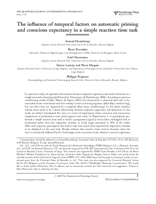 (PDF) The influence of temporal factors on automatic priming and ...