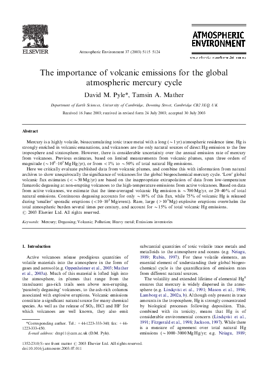 (PDF) The importance of volcanic emissions for the global atmospheric ...