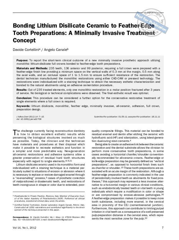 (PDF) Bonding Lithium Disilicate Ceramic to Feather-Edge Tooth ...