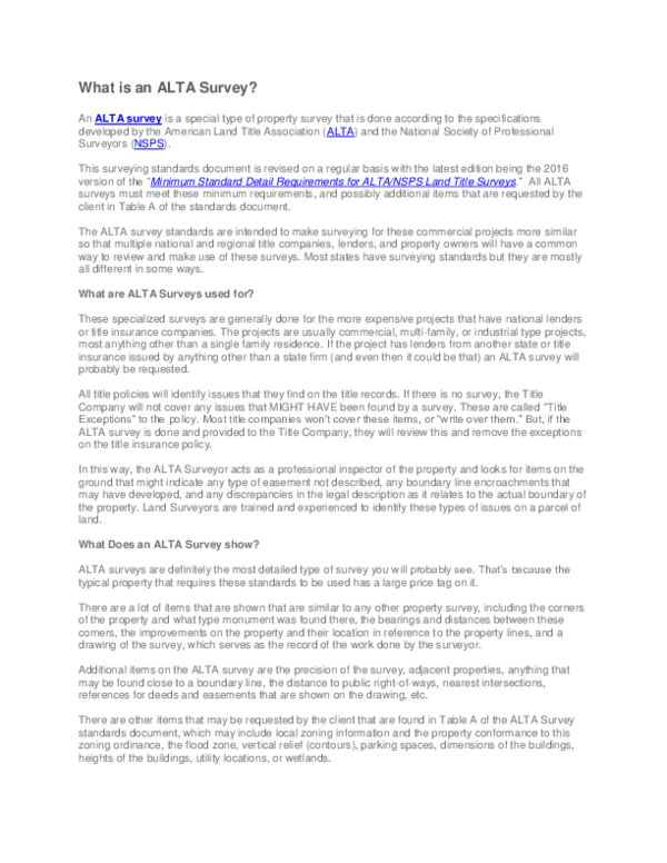 (PDF) What is an ALTA Survey? J. Keith Maxwell Academia.edu