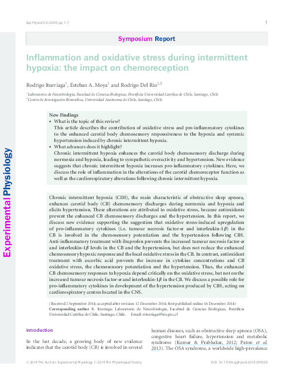 (PDF) Inflammation and oxidative stress during intermittent hypoxia ...