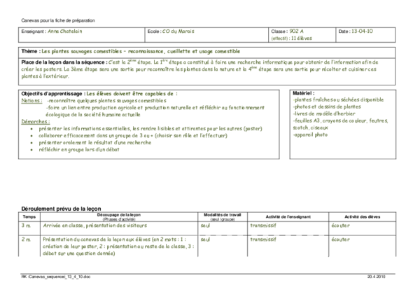 (PDF) Canevas pour la fiche de préparation