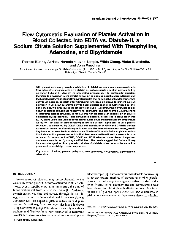 (PDF) Flow cytometric evaluation of platelet activation in blood ...