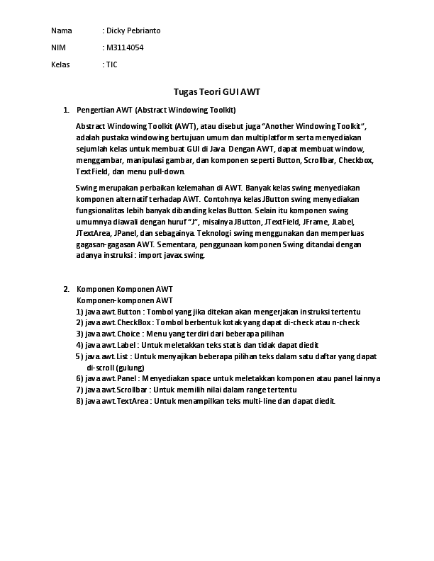 (PDF) Konsep GUI AWT Java