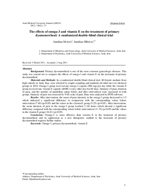(PDF) The effects of omega-3 and vitamin E on the treatment of primary ...
