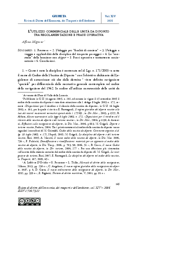 Pdf Lutilizzo Commerciale Delle Unità Da Diporto Tra