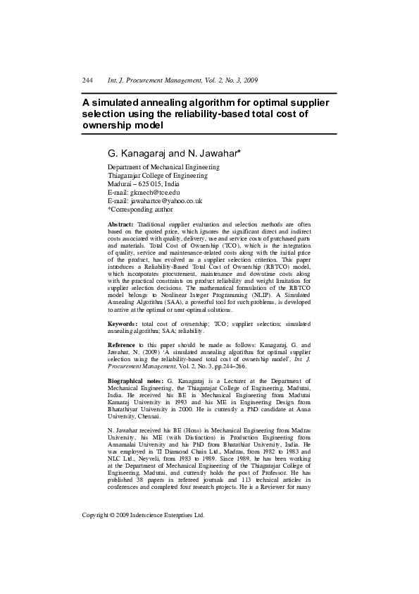 (PDF) A simulated annealing algorithm for