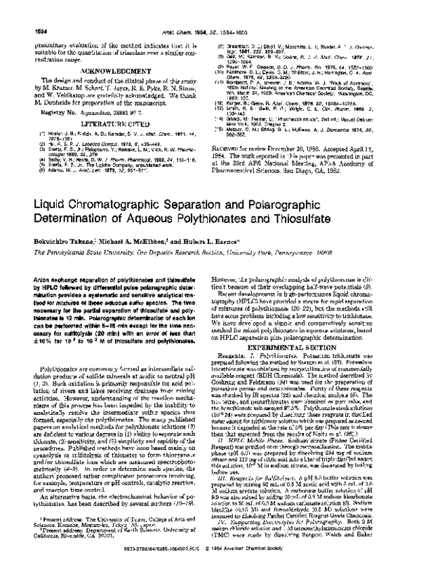 (PDF) Liquid chromatographic separation and polarographic determination ...
