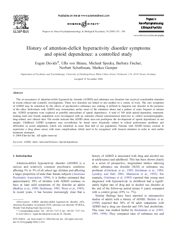 (PDF) History of attention-deficit hyperactivity disorder symptoms and ...
