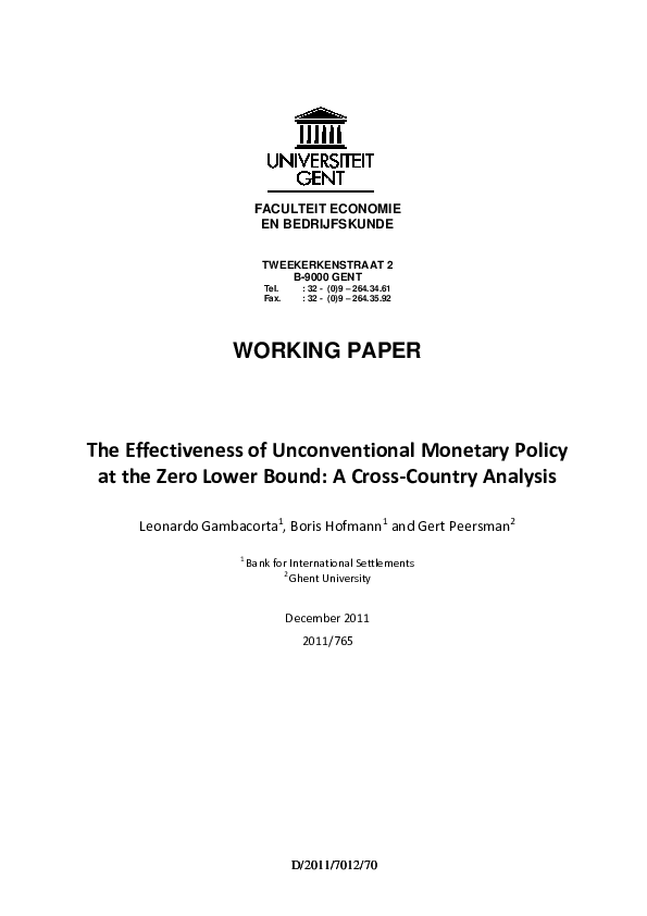 (PDF) The Effectiveness of Unconventional Monetary Policy at the Zero ...