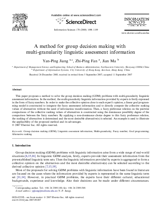 (PDF) A method for group decision making with multi-granularity ...
