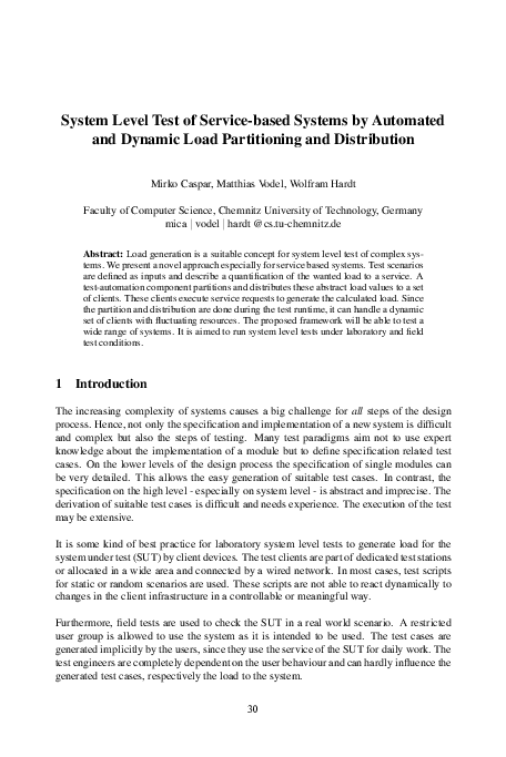 (PDF) System Level Test of Service-based Systems by Automated and ...