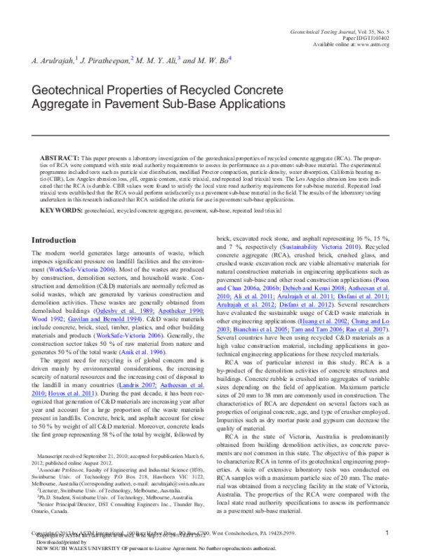 (PDF) Geotechnical Properties of Recycled Concrete Aggregate in ...