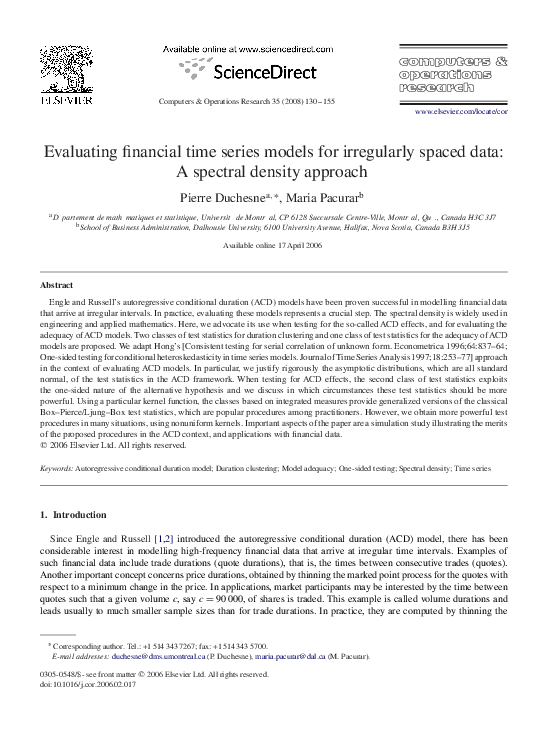 (PDF) Evaluating financial time series models for irregularly spaced ...