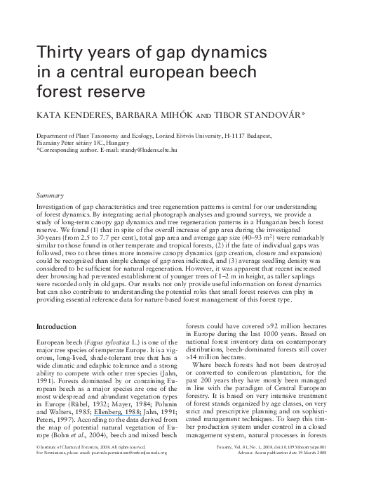 (PDF) Thirty years of gap dynamics in a central european beech forest ...