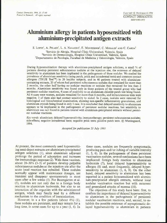 (PDF) Aluminium allergy in patients hyposensitized with aluminium