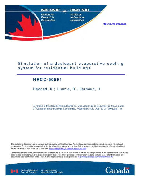 (PDF) Simulation of a desiccant-evaporative cooling system for ...