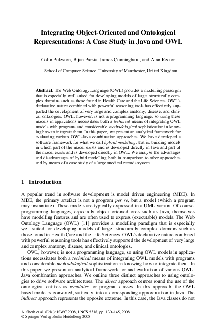 (PDF) Integrating Object-Oriented and Ontological Representations: A ...