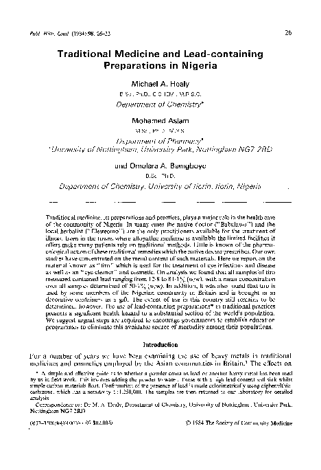 (PDF) Traditional medicine and lead-containing preparations in Nigeria