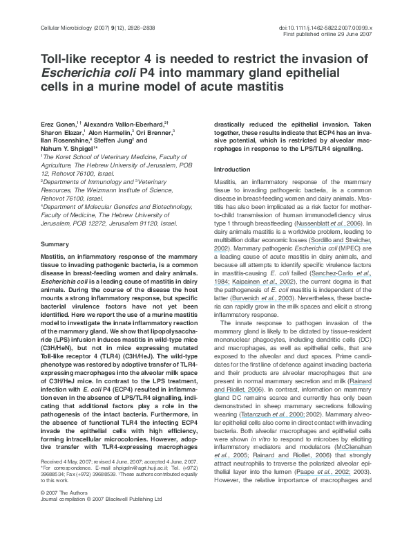 (PDF) Toll-like receptor 4 is needed to restrict the invasion of ...